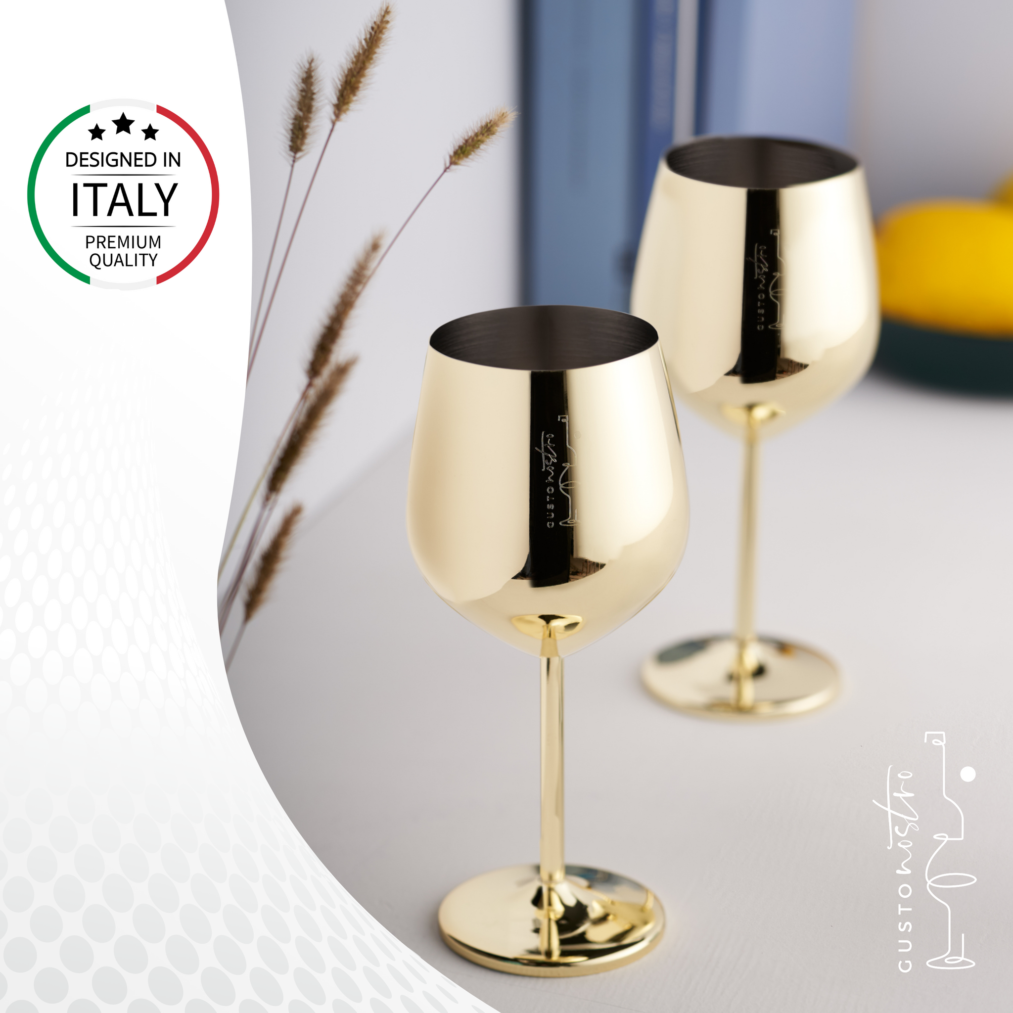 Stainless Steel Wine Glasses - Gold – Gusto Nostro